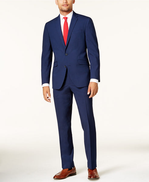 Men's Slim-Fit Cobalt Tonal Grid Techni-Cole Suit